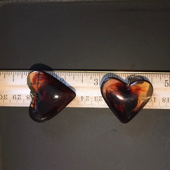 Lucite or Acrylic / Resin Swirl Heart Drop Earrings - Picture 4 of 4